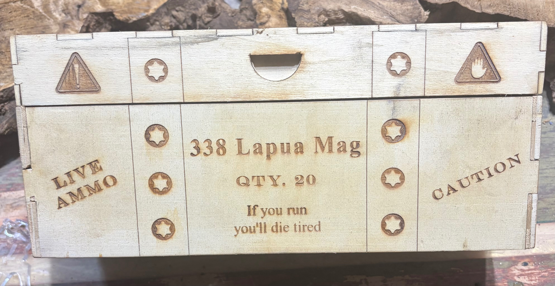 Custom Engraved Ammo Box — Side Detail